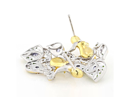 1.59ctw Ethiopian Opal, Multi-Gem Rhodium & 24k Yellow Gold Over Palladium Sterling Silver Earrings