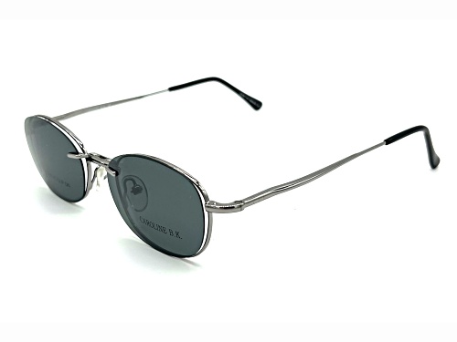 Caroline B.K. Silver Tone Eyeglasses Frame/ Clear Demo Lenses with Magnetic Gray Sunglasses