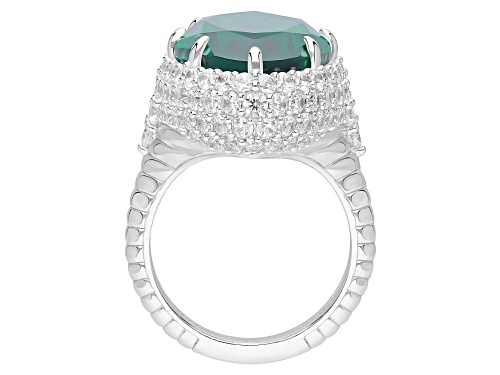 Judith Ripka 15.00ct Emerald Simulant & 5.00ctw Bella Luce® Rhodium Over Sterling Silver Ring - Size 5