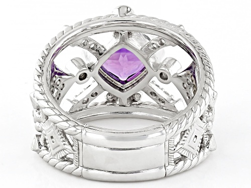 Judith Ripka 1.20ct Amethyst With 0.55ctw Bella Luce® Rhodium Over Sterling Textured Band Ring - Size 5