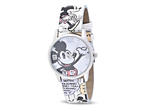 Disney His and Hers Set of 2 Mickey Comic Strip Leather Band Watches