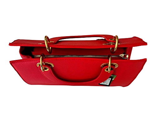 Badgley Mishcka Medium Size Tote with Big Logo Eyelet in Red with Keychain Model # BM-4040-RED