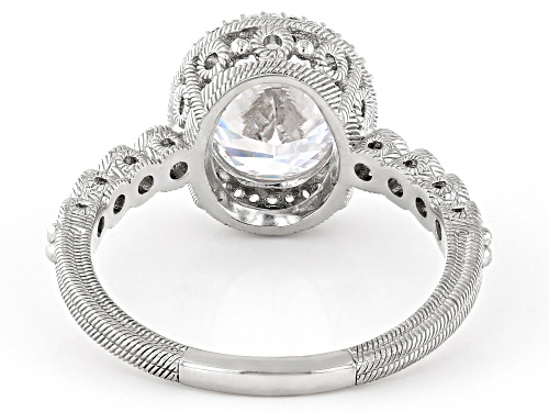 Judith Ripka Bella Luce® Diamond Simulant Rhodium Over Sterling Silver Halo Ring 4.10ctw - Size 11
