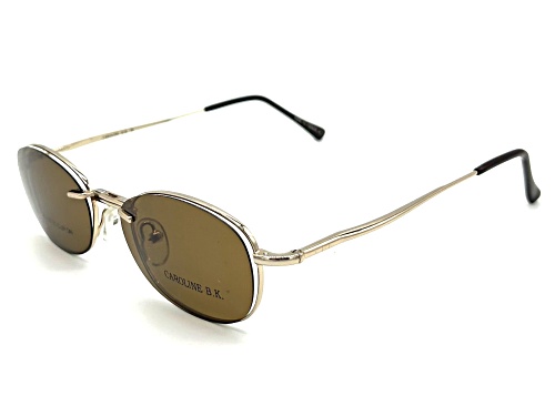 Caroline B.K. Gold Tone Eyeglasses Frame/ Clear Demo Lenses with Magnetic Brown Sunglasses