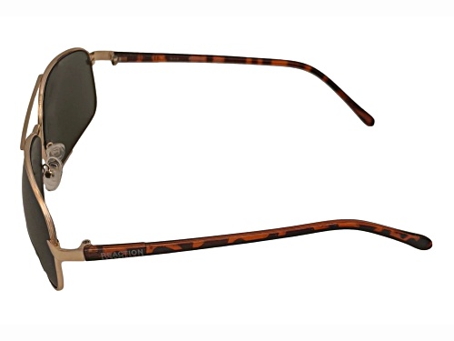 Kenneth Cole Men's Gold and Tortoise Rectangle Frame / Green Lenses Sunglasses
