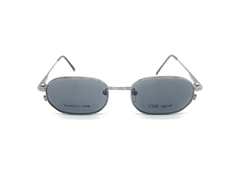 Caroline B.K. Silver Tone Eyeglasses Frame /Clear Lenses with Magnetic Gray Sunglasses Attachment