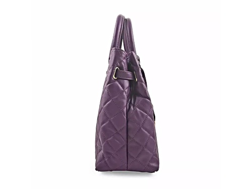 Badgley Mischka Medium Size Diamond Quilted Tote in Plum. Model # BM-4160-PLU