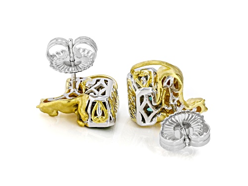 0.77ctw Grizzly Emerald Rhodium & 24K Gold Over Palladium Sterling Silver Earrings