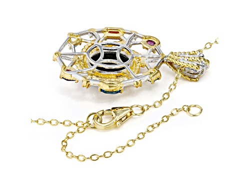 12x10mm Australian Opal Triplet, Multi Gemstone Rhodium/24k Gold Over Palladium Silver Pendant/Chain
