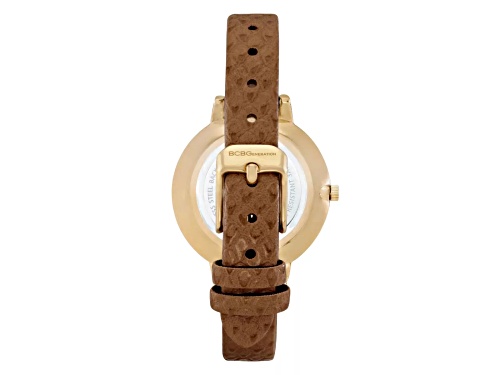 Women's BCBGeneration Gold Tone Beige Leather Band Watch