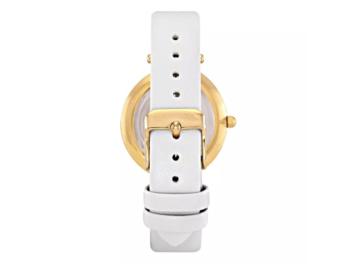 Women's BCBGeneration Gold Tone White Leather Band Watch