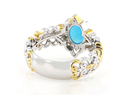 1.12ctw Paraiba Opal And Peridot Rhodium & 24K Gold Over Palladium Sterling Silver Ring - Size 11