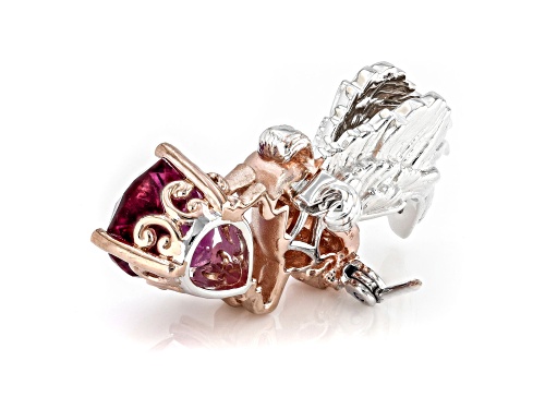 4.90ct Pink Fluorite Rhodium & 18k Rose Gold Over Palladium Silver Pendant/Brooch