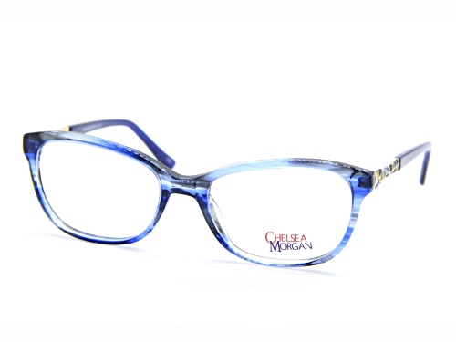 Chelsea Morgan 8004 Blue Cat Eye Frame / Clear Demo Lenses Eyeglasses