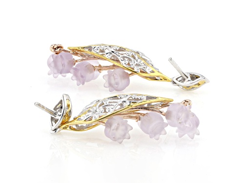 9.48ctw Amethyst and White Zircon Rhod/18K/24K Gold Over Palladium Sterling Silver Earrings