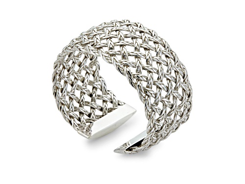 Silver Treasures by Samuel B. Sterling Silver Braided and Woven Design Bangle Bracelet - Size 6.75
