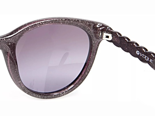 Vogue Women's Bordeaux Glitter Round Frame / Pink Brown Lenses Sunglasses