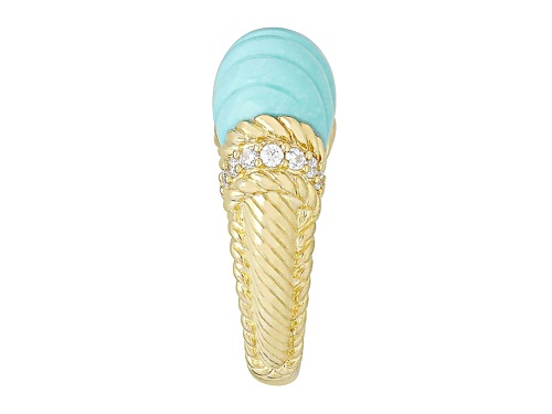 Judith Ripka Carved Blue Turquoise And 0.40ctw Bella Luce® 14k Gold Clad Ring - Size 5
