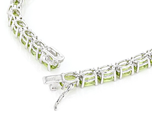 14.5ctw Oval Peridot Rhodium Over Sterling Silver Bracelet - Size 7.25