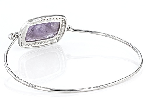 19x11mm Amethyst And Cubic Zirconia Rhodium Over Sterling Silver Bangle Bracelet - Size 6.75