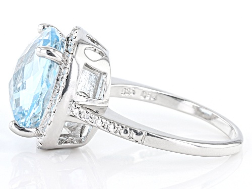 5.40ct Blue Topaz With .01ctw Diamond Accent Rhodium Over Sterling Silver Ring - Size 5