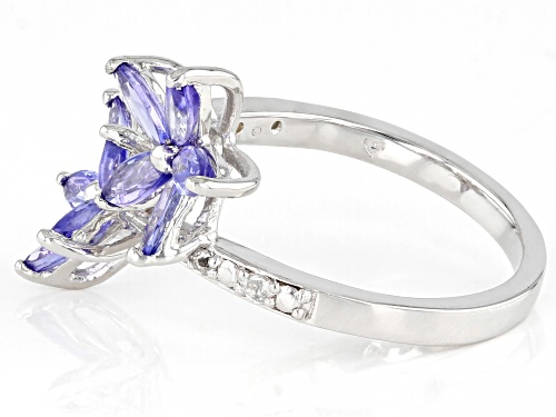 1.50ctw Tanzanite With .06ctw White Topaz Rhodium Over Sterling Silver Ring - Size 5