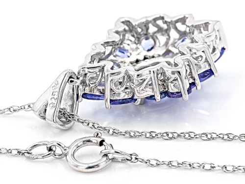 1.92ctw Tanzanite With 0.26ctw White Topaz Rhodium Over Sterling Silver Pendant With Chain
