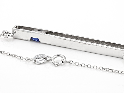 0.35ct Lab Created Blue Sapphire Rhodium Over Sterling Silver Necklace - Size 18