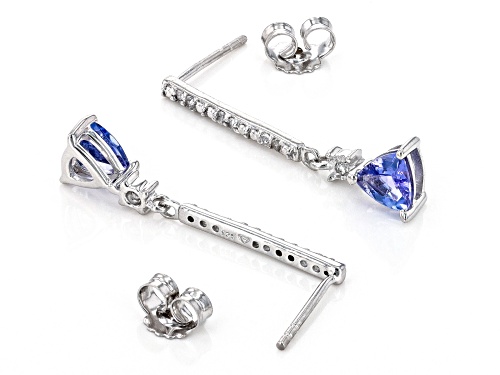 1.21ctw Tanzanite With .08ctw White Topaz Rhodium Over Sterling Silver Earring