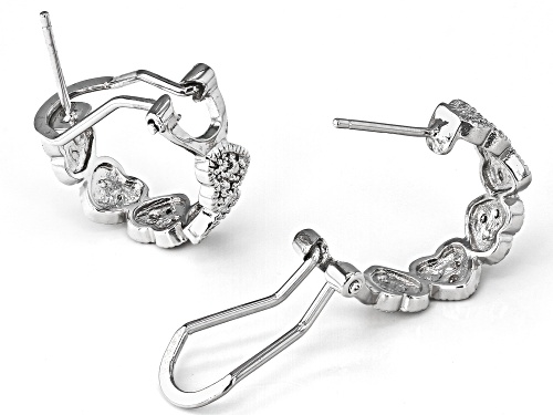 .02ctw  White Diamond Accent Rhodium Over Sterling Silver J-Hoop Earrings