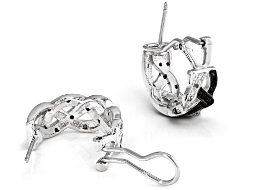 0.17ctw Black Diamond With 0.08ctw White Diamond Accent Rhodium Over Sterling Silver J-Hoop Earrings