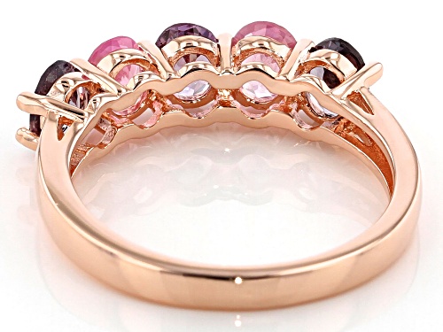 1.53ctw Oval Multi-Color Spinel 18k Rose Gold Over Sterling Silver Band Ring - Size 7