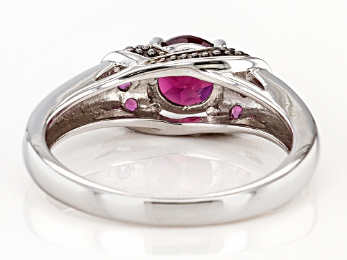 1.25CTW ROUND RASPBERRY COLOR RHODOLITE RHODIUM OVER STERLING SILVER RING - Size 9