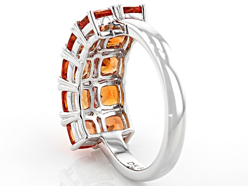 3.06ctw cushion Lab Created Padparadscha Sapphire Rhodium Over sterling Silver Band Ring - Size 8