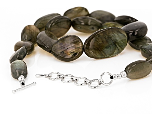 Free-Form Labradorite Rhodium Over Sterling Silver Necklace - Size 18
