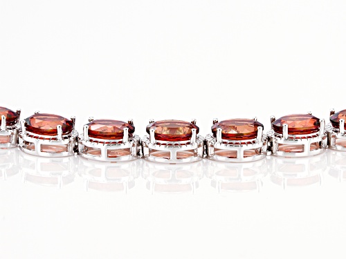 15.90ctw Oval Red Labradorite Rhodium Over Sterling Silver Tennis Bracelet - Size 8