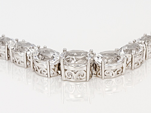 26.60ctw Oval Crystal Quartz Rhodium Over Sterling Silver Bracelet - Size 8