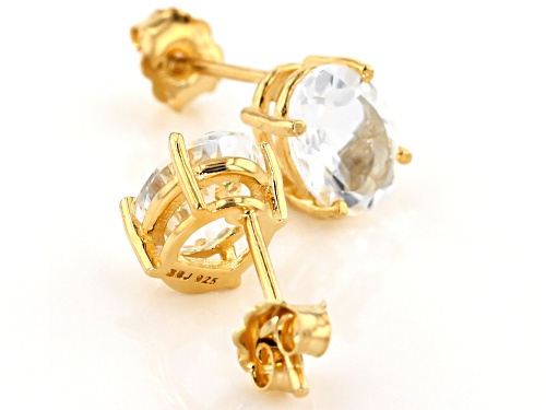 1.87ctw Oval Crystal Quartz 18k Yellow Gold Over Sterling Silver Stud Earrings