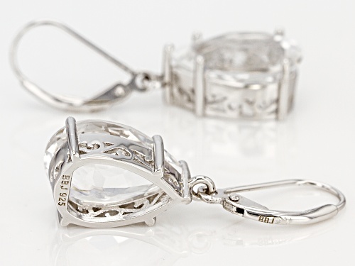 8.62ctw Pear Shape Crystal Quartz Rhodium Over Sterling Silver Dangle Earrings