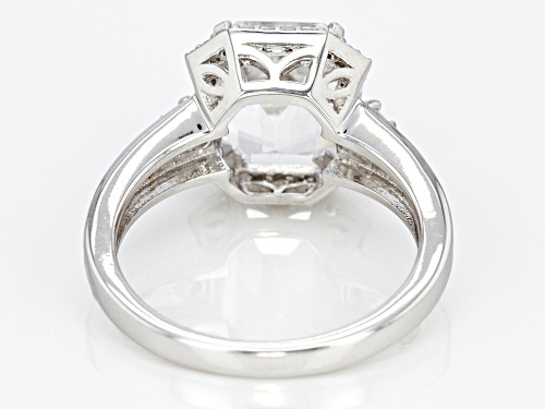2.00CT Crystal Quartz, .24ctw Two Diamond Accent & White Zircon Rhodium Over Silver Ring - Size 9