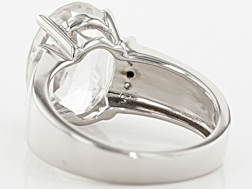 5.10ct Crystal Quartz with .17ctw White Zircon Rhodium Over Sterling Silver Ring - Size 11