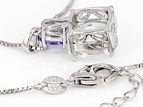3.58ct Crystal Quartz with .34ct Tanzanite Rhodium Over Sterling Silver Pendant with Chain