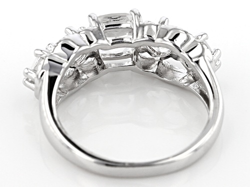 1.65ctw Square Cushion Crystal Quartz Rhodium Over Sterling Silver 5-Stone Ring - Size 10