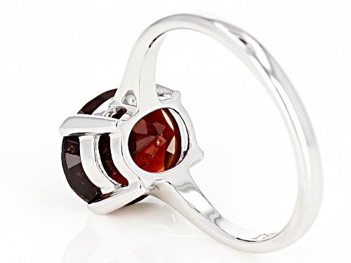 3.65ct oval red hessonite garnet rhodium over 10k white gold solitaire ring. - Size 8