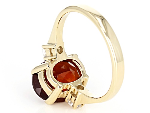 3.65ct Red Hessonite Garnet with 0.38ctw Strontium Titanate 10K Gold Ring. - Size 8