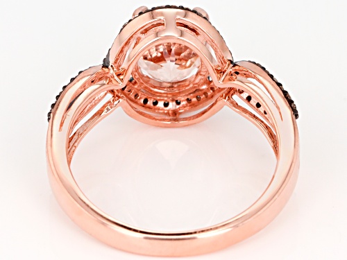 1.42ct oval Cor-De-Rosa Morganite™ With .20ctw Round Champagne Diamond 10k Rose Gold Ring - Size 7