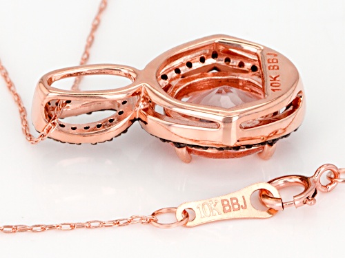 1.42ct Oval Cor-De-Rosa Morganite™ With .15ct Champagne Diamond 10k Rose Gold Pendant With Chain.