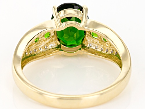 1.87ctw Oval And Round Russian Chrome Diopside With.14ctw Round White Zircon 10k Yellow Gold Ring - Size 7