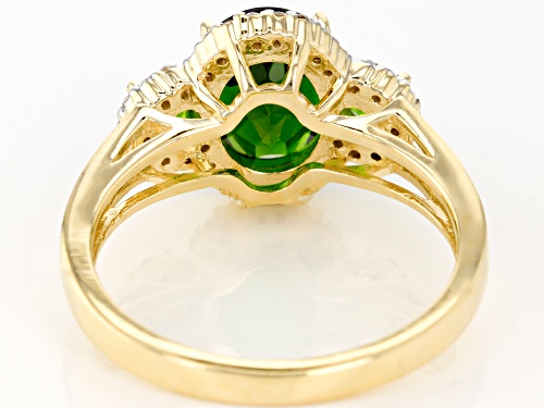 2.01ctw Oval And Round Russian Chrome Diopside With .20ctw Round White Zircon 10k Yellow Gold Ring - Size 7