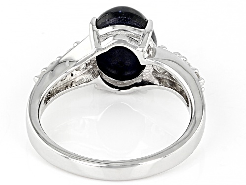4.25ct Diffused Star Sapphire With 0.56ctw White Zircon Rhodium Over Sterling Silver Ring - Size 10